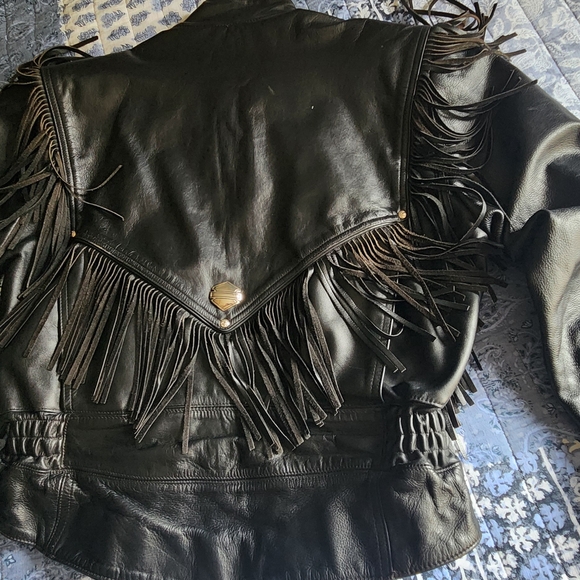 Black Leather Fringe Jacket - Picture 2 of 6